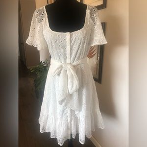 French Connection White Eyelet Dress Size 6